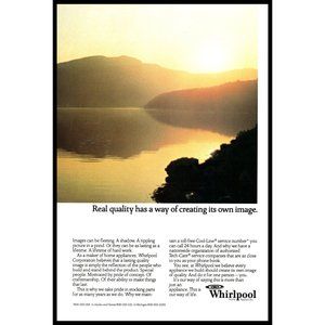 1981 Whirlpool Appliances Vintage Print Ad Sunset Lake Mountains Peaceful Decor